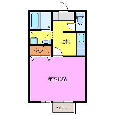 エスペランサ婦中(1K/2階)の間取り写真