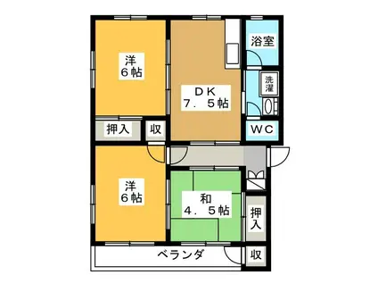 寺田コーポ A(3DK/1階)の間取り写真