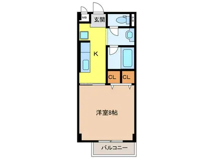 ハピネスMI(1K/1階)の間取り写真