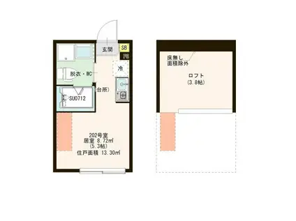 CHEVAL NORD(ワンルーム/2階)の間取り写真