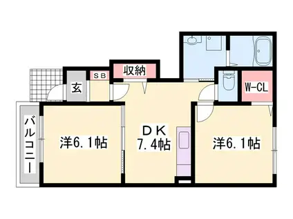 グランツ メゾンII(2DK/1階)の間取り写真
