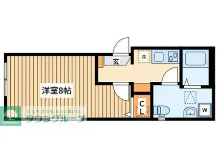 ベルヴィ鶴間(1K/1階)の間取り写真