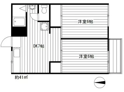 シオンハウス(2DK/2階)の間取り写真