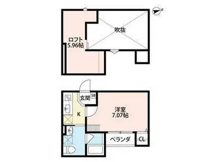 ウエストヴィレッジII(1K/2階)の間取り写真