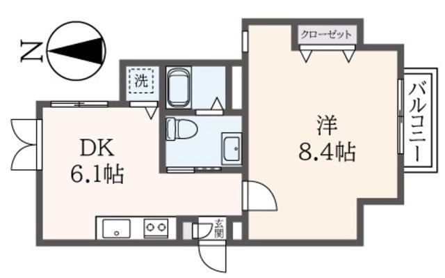 SHレジデンス(1DK/3階)の間取り写真
