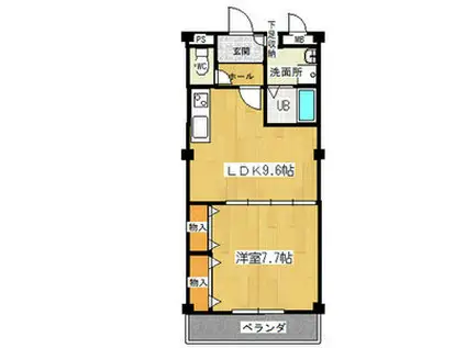 メルベーユHAJI III(1LDK/2階)の間取り写真