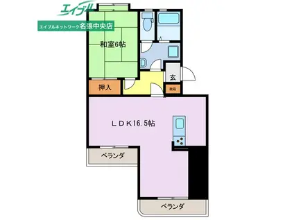 クボタハイツ(1LDK/3階)の間取り写真