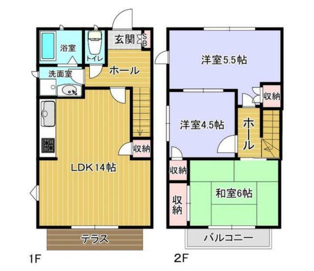 石橋ホームタウン(3LDK/1階)の間取り写真