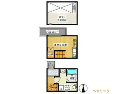 アースクエイク上条B棟(ワンルーム/1階)の間取り写真