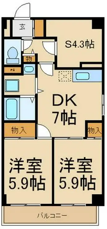 グランドゥール溝ノ口 6階階 間取り