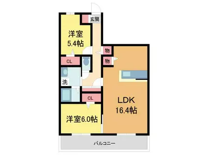 WELL HAPPY(2LDK/3階)の間取り写真