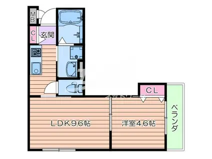 ブリーゼ城東(1LDK/1階)の間取り写真
