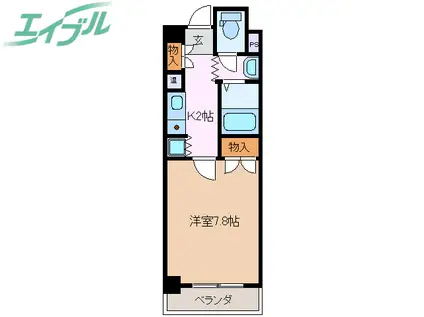 アンオゥル鵜の森(1K/7階)の間取り写真