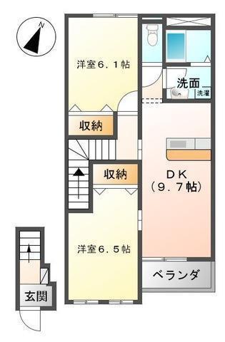 スカイム(2LDK/2階)の間取り写真