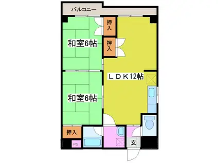 サンハイツ文京(2LDK/3階)の間取り写真