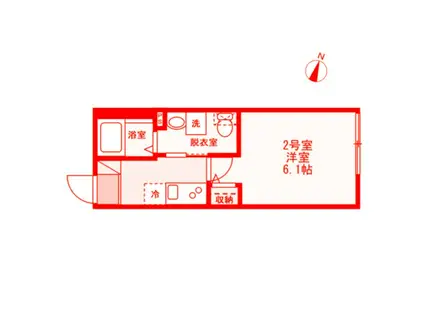 ベイルームY12(1K/2階)の間取り写真