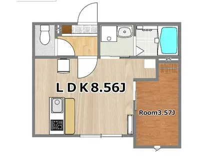 塩釜市港町アパート南棟(1LDK/1階)の間取り写真