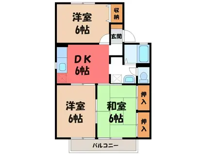 プルミエ・ラムールA(3DK/2階)の間取り写真