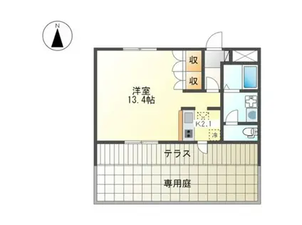 グレイス花山(ワンルーム/1階)の間取り写真