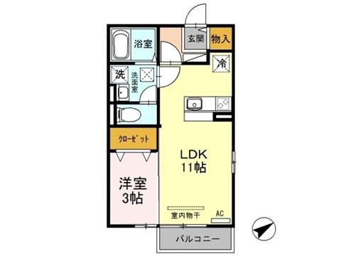 タウンコートくろい駅東 (1LDK/1階)の間取り写真