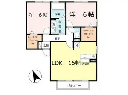 ジュネス才(2LDK/1階)の間取り写真