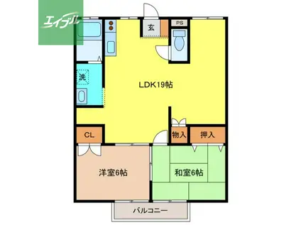 フルールヒルズ(2LDK/1階)の間取り写真