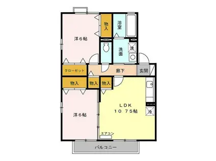 ロジュマン マエバラF(2LDK/2階)の間取り写真