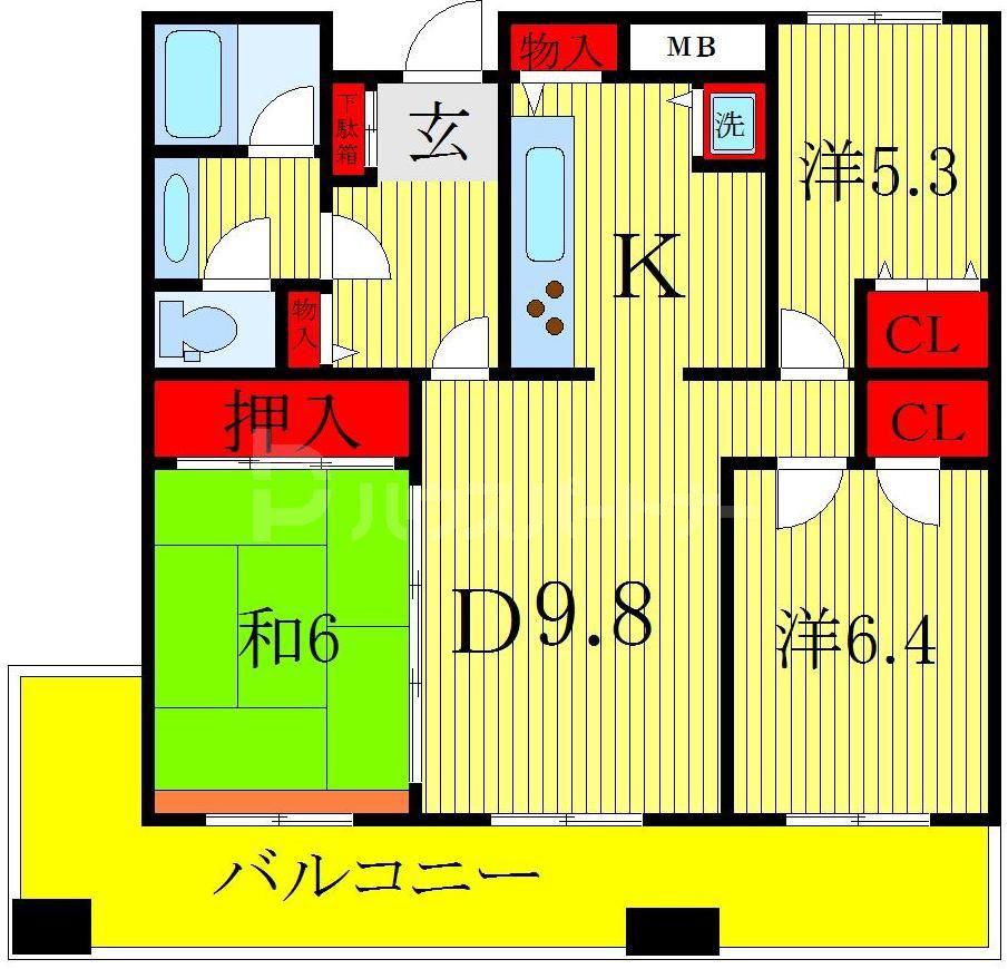 リバーサイド隅田セントラルタワーパレス(3DK/28階)の間取り写真