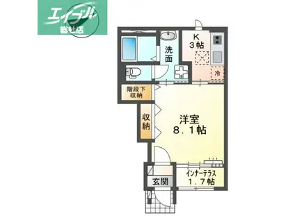 スターテラスII 福田町古新田(1K/1階)の間取り写真