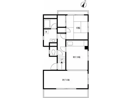 ワムス東麻布(2DK/4階)の間取り写真