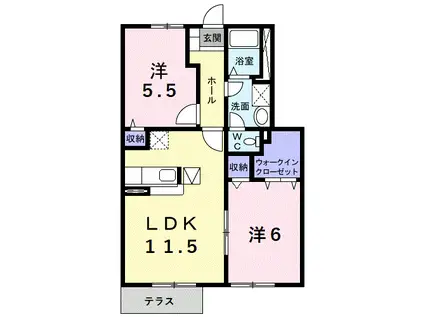 マ-ヴェラスI(2LDK/1階)の間取り写真