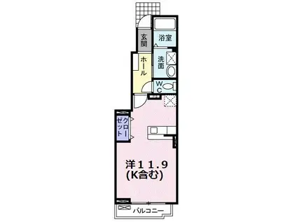 リベラシオンII(ワンルーム/1階)の間取り写真