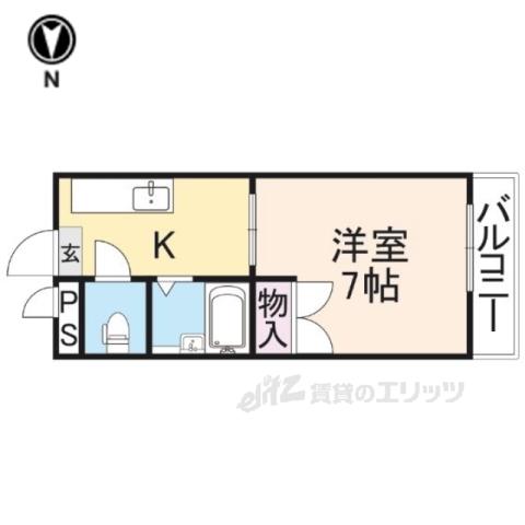パインハイツ桜井(1DK/4階)の間取り写真