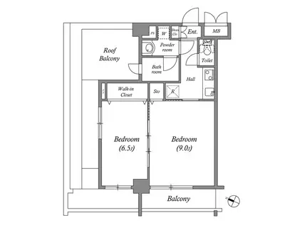 ルクレ代田橋(2K/8階)の間取り写真