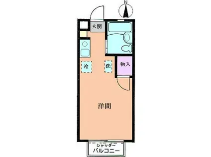 エバグリーン玉川学園(ワンルーム/2階)の間取り写真