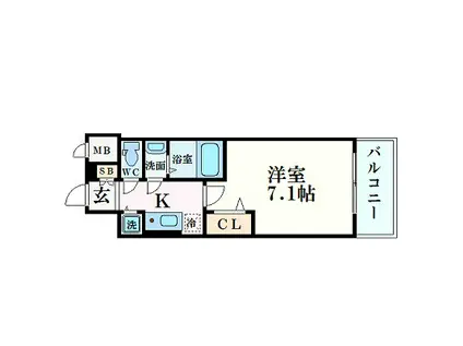 プレサンス野田阪神駅前ザ・ファースト(1K/7階)の間取り写真