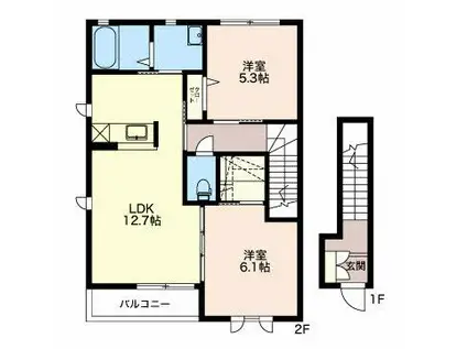 カーサファミリオ(2LDK/2階)の間取り写真