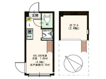 ハーモニーテラス板橋(ワンルーム/1階)の間取り写真