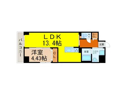 GRANDUKE正木(1LDK/13階)の間取り写真