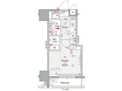 ガーラシティ渋谷南平台(1K/7階)の間取り写真