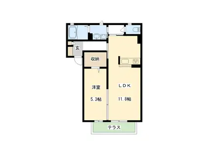 カサヴェルデ(1LDK/1階)の間取り写真