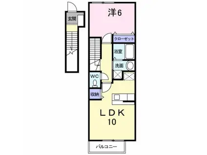 ヴィラ エンゼル III(1LDK/2階)の間取り写真