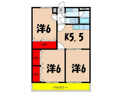 レジデンスコスモ(3K/1階)の間取り写真