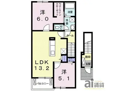 マハナ ファレ(2LDK/2階)の間取り写真
