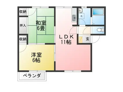 フレグランスパール(2LDK/1階)の間取り写真