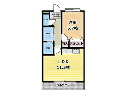 スカイヒルズ自由ヶ丘(1LDK/4階)の間取り写真