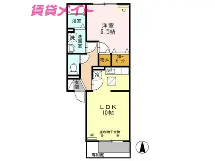 VILLAGEさくら B(1LDK/1階)の間取り写真