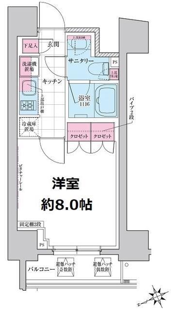 ステラメゾン三軒茶屋(1K/15階)の間取り写真