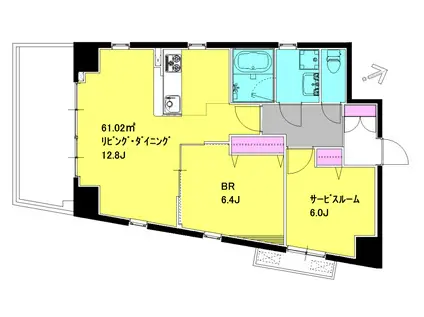 サンレイズ本町二丁目(1SLDK/9階)の間取り写真