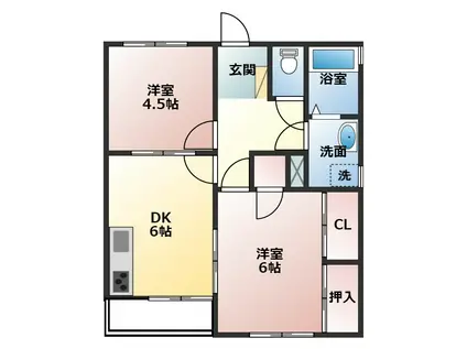 ビバリーガーデン大島B棟(2DK/2階)の間取り写真